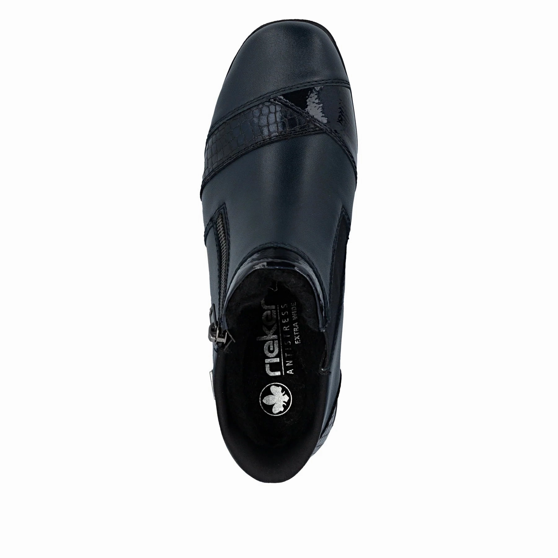 Faux Leather Flat Ankle Boots Rieker Womens Boot 47254-14 Pazifik/Midnight/Nightblue