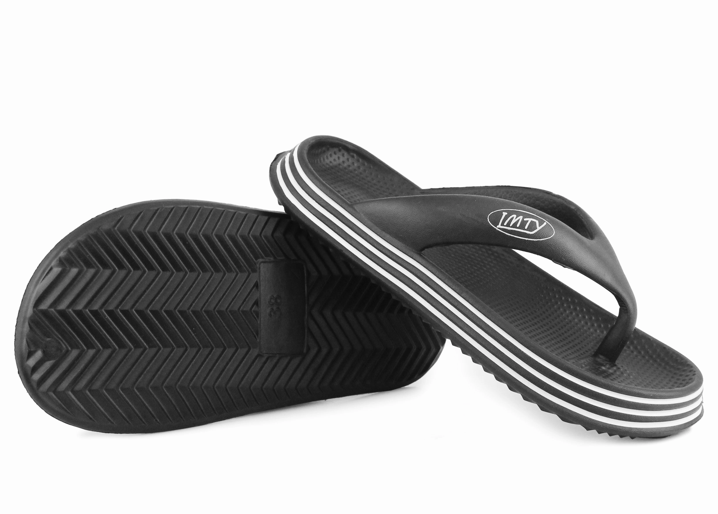 Comfortable Leather Flip Flops RIVER Womens EVA Slide Flip Flops in Black