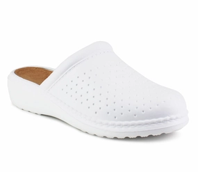 ROKYA Womens Lightweight EVA Nurse Shoes in White Wedge Clogs Platform
