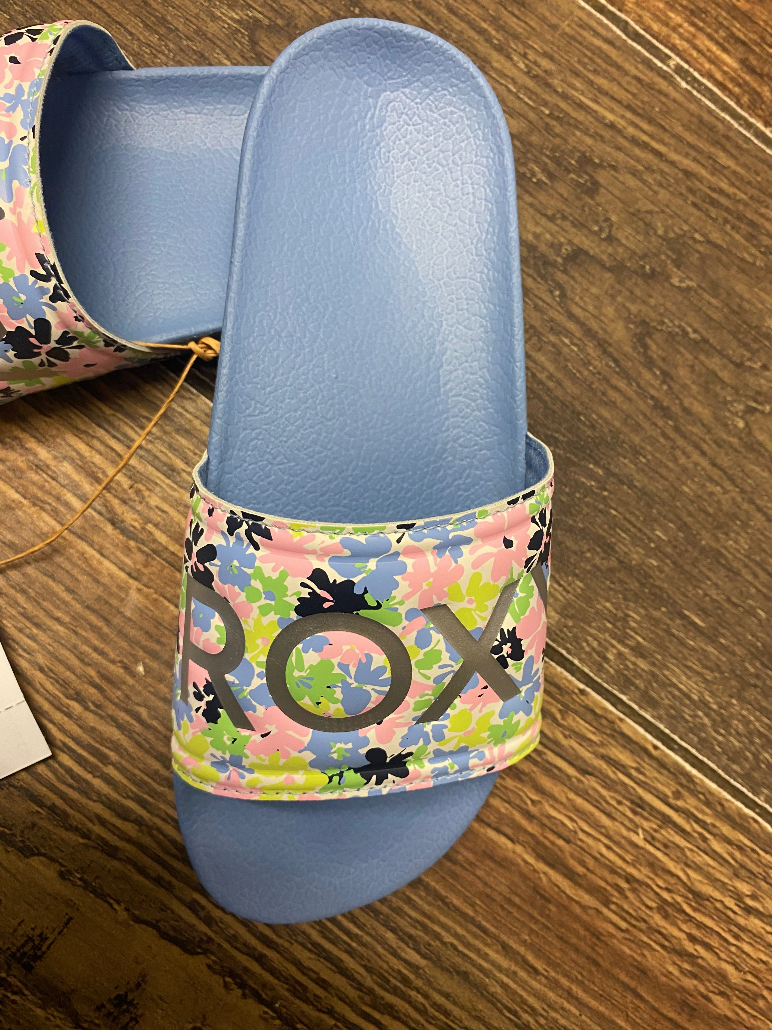 Flip Flops With Green Tag Roxy Girls Slippy Sandals - Blue -