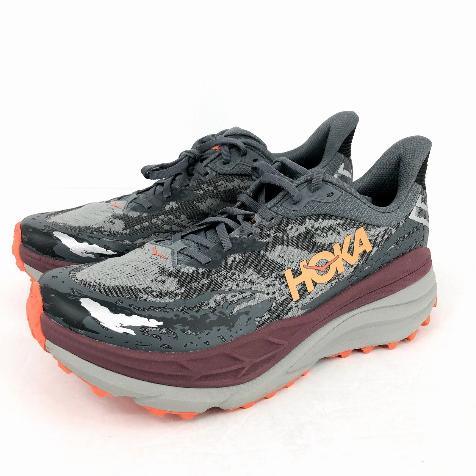 Vomero Running Shoes Review Hoka One Mens Stinson 7 Running Sneakers US 12.5 D Grey Red Athletic NIB