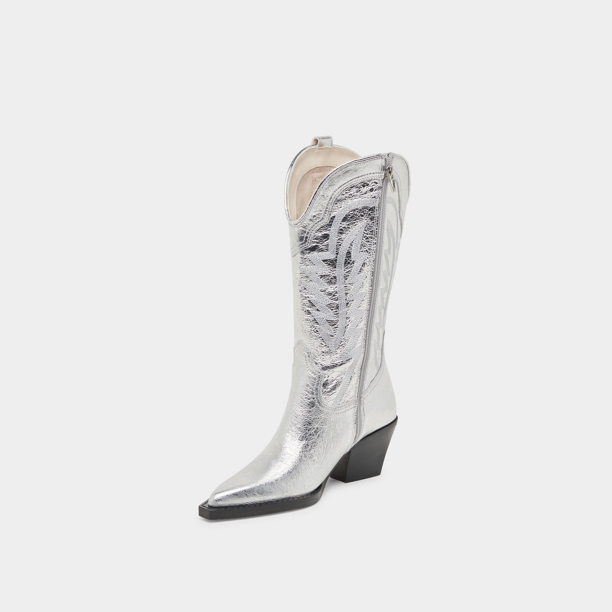 Mauri Alligator Boots RYLAND EXTRA WIDE CALF BOOTS SILVER DISTRESSED LEATHER