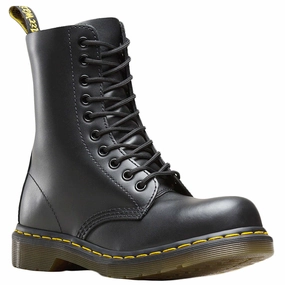 Dr. Martens 1919 Fine Haircell Leather Steel Toe Unisex Ankle Boots Combat Boots With Boyfriend Jeans