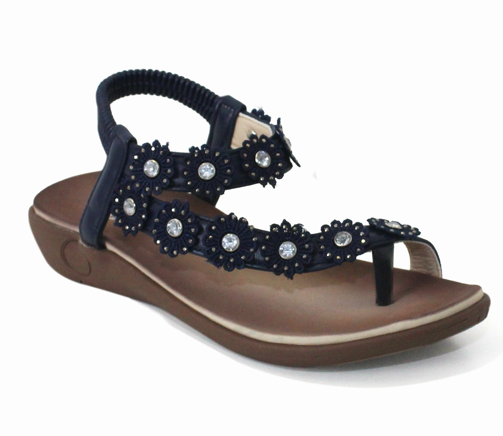 Best Backpacking Flip Flops B808859 Womens Slingback Diamante Sandals in Navy
