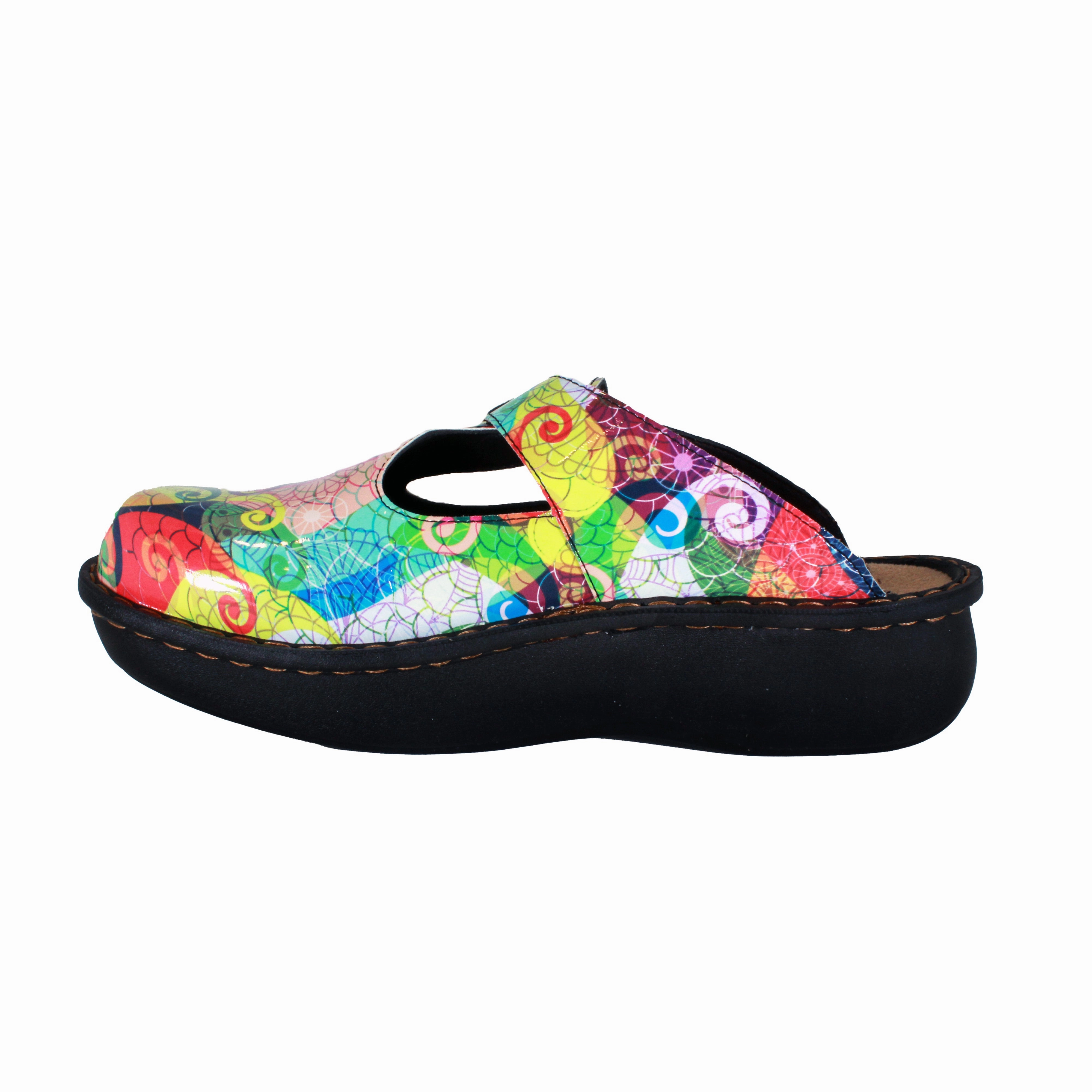 Rocky 4 Eur Sole Clogs Sanosan Bella Comfort Slip-On Clogs in Multi Loop print