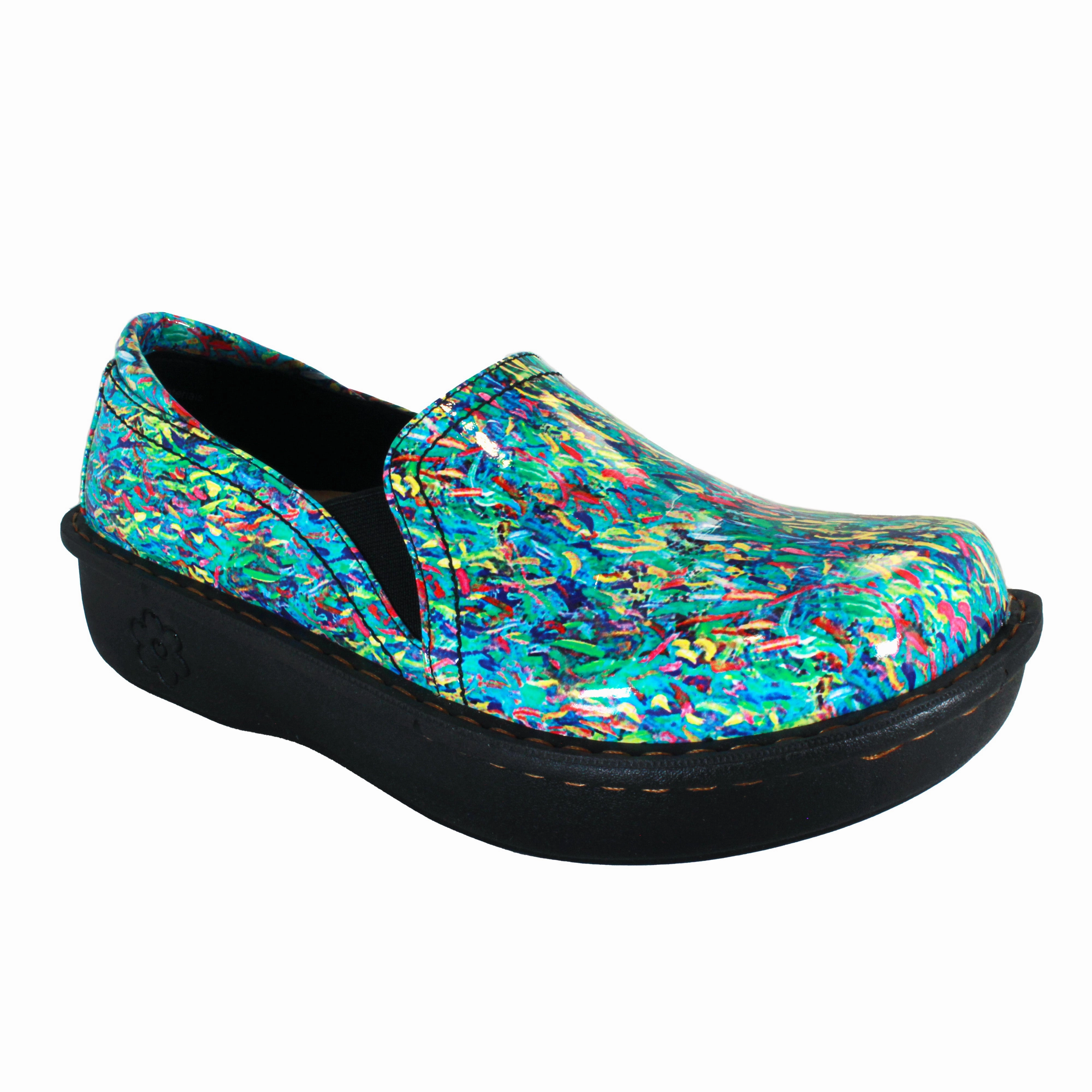Pony Clogs Sanosan Maria Comfort Slip-On Clogs in Colorful Fish print