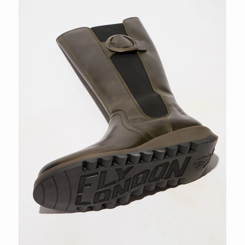 Stretch Knee High Flat Boots Fly SOIF361FLY Ladies Rug Diesel Leather Side Zip Knee High Boots