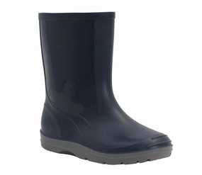 B113571 Boys Kids Mid Calf PVC Wellingtons in Navy & Grey Waterproof Rain Cover For Shoes