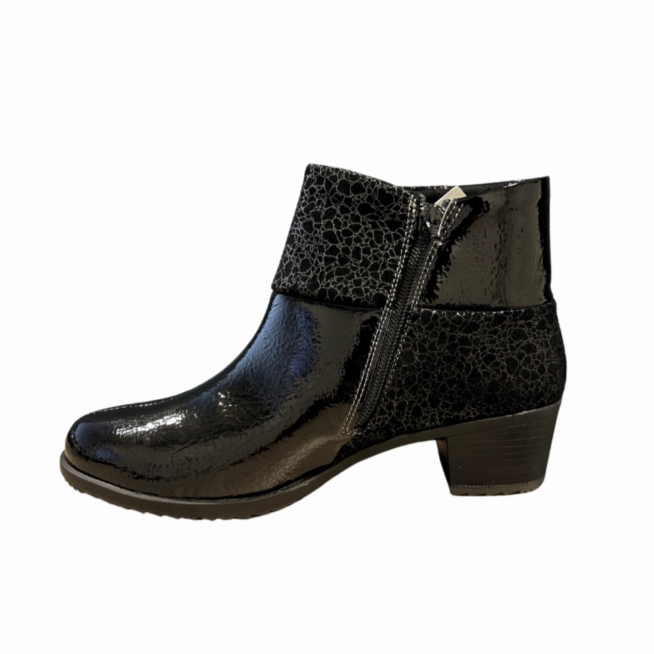 Suave Womens Boot Pauline Black Patent Fulton Ankle Boots