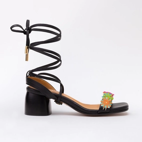 Regency La Toc St Lucia Black Heeled Swap Sandal Petit Garden Bright with Gladiator