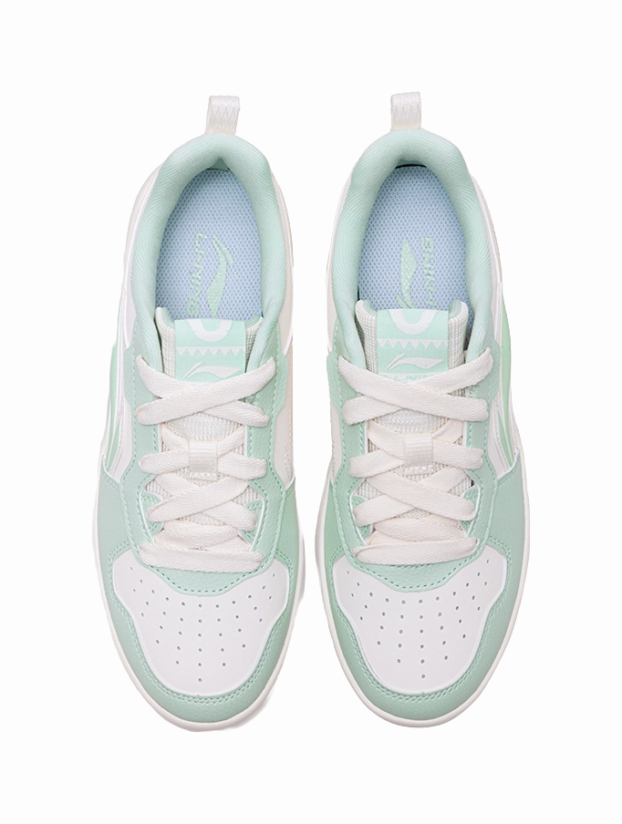 Best Wide Hiking Shoes LiNing Lightweight Breathable Slip-Resistant Low-Top Skateboard Shoes Women's Beige White Green