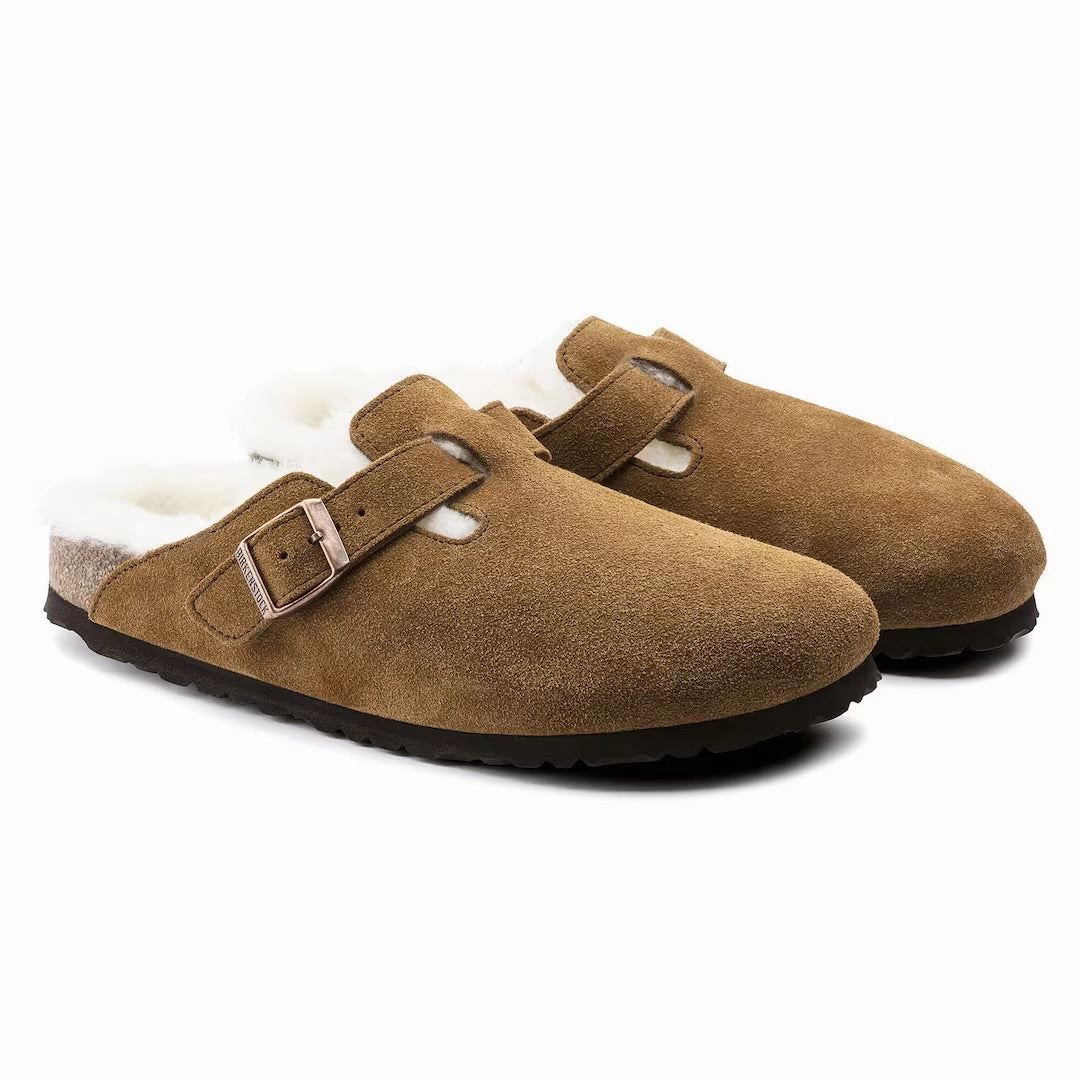 Leather Clogs With Back Boston Shearling - Suede Mink