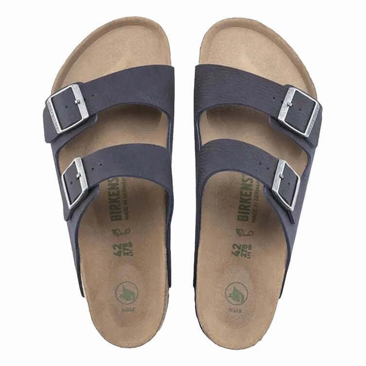 Birkenstock Arizona Synthetic Vegan Desert Dust / Indigo Blue Sailing Flip Flops