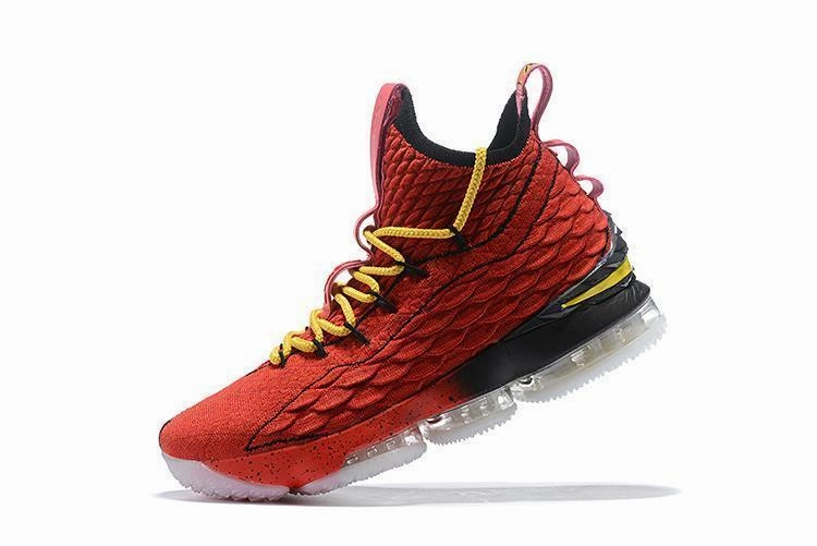 Coolest Nike Shoes Ever Nike Lebron XV 15 Red Yelow Black Bordeaux Men Shoes Sale Size US7,8,8.5,9,10,11,12