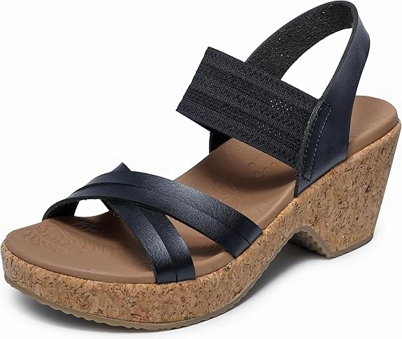 Skechers Women's Brystol - Night Skies Heeled Sandals Dressy Flip Flops With Arch Support