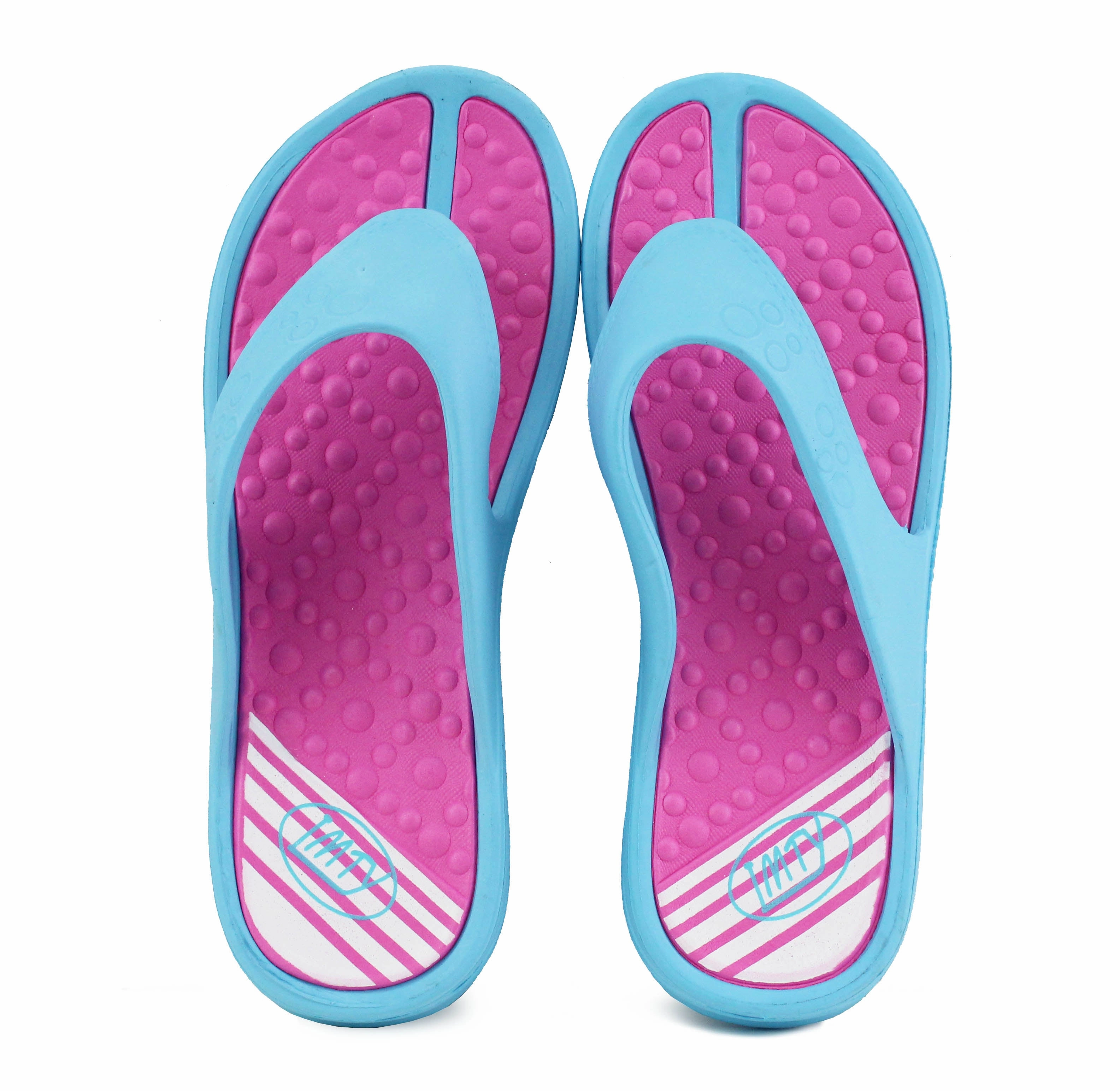 Womens Ladies Lightweight EVA Toe Post Slip On Flat Beach Summer Pool Slides Water Shoes Flip Flops Sandals Blue Pink Flip Flops Diy