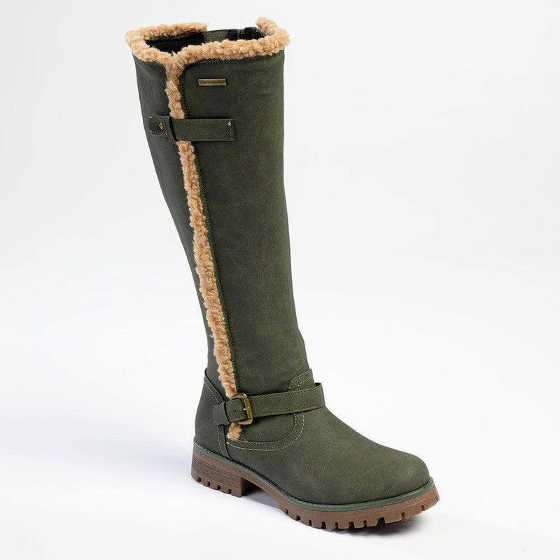 Pierre Cardin Remi Fur Lined Boot - Olive Blue Boots