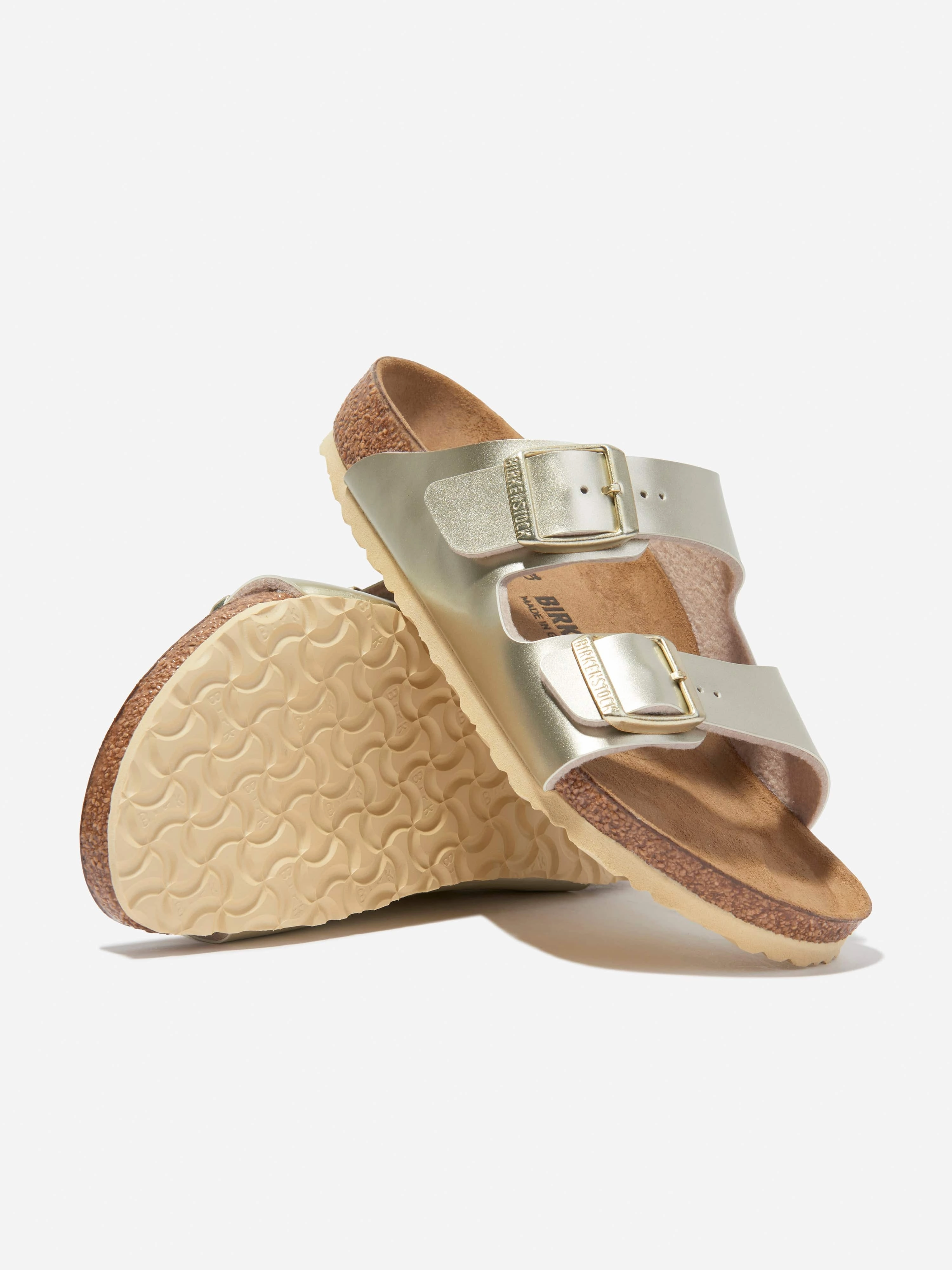 BIRKENSTOCK Girls Arizona Classic Metallic Sandals in Gold Oofos Sandals Nearby