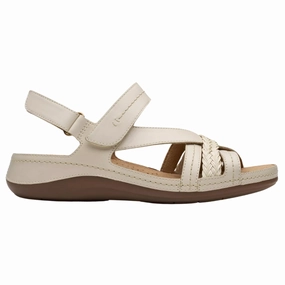 Dress Sandals Flats Clarks Cecily Strap Cream Leather Sandal (Women's)