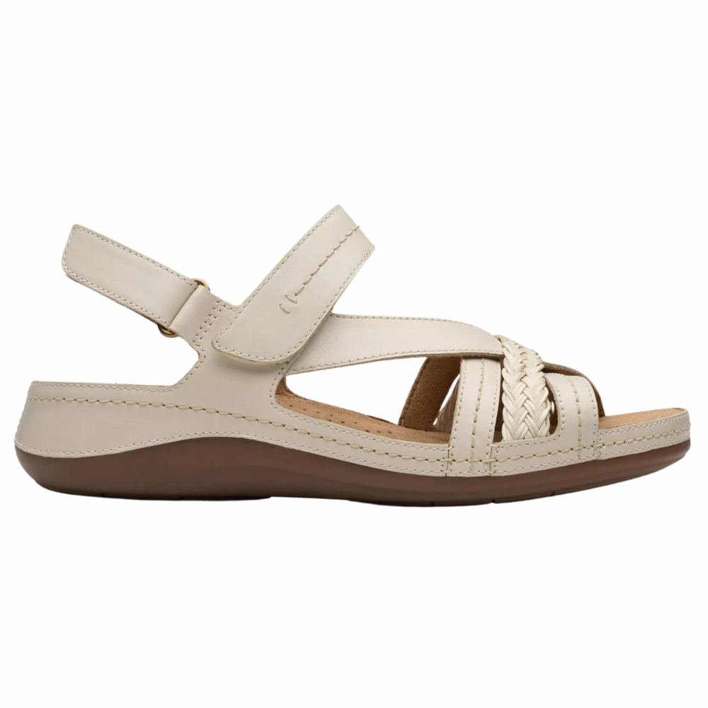 Sandals Halcyon Beach Clarks Cecily Strap Cream Leather Sandal (Women's)