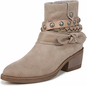 Blowfish Malibu Women's Rally Western Ankle Bootie Leather Ankle Boots Low Heel Wide Fit