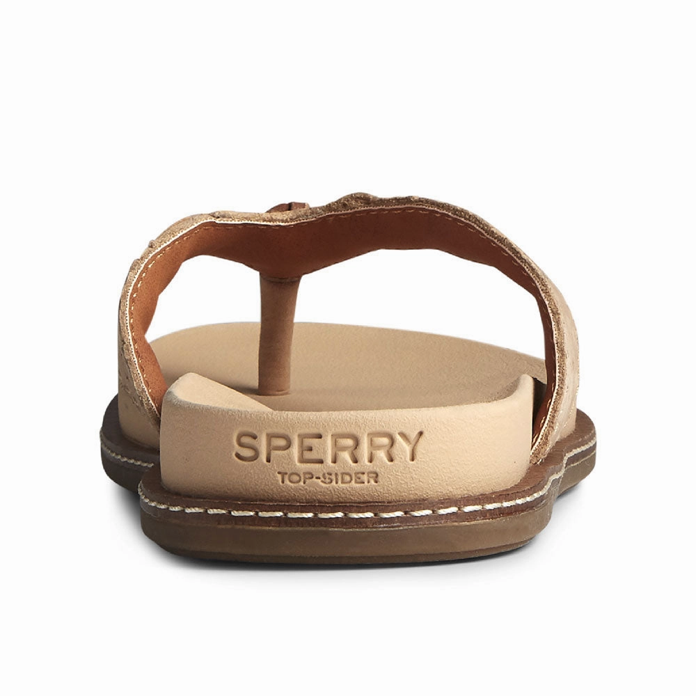 Sperry Women's Waveside PLUSHWAVE Thong Sandal- Brown Gold Gladiator Sandals