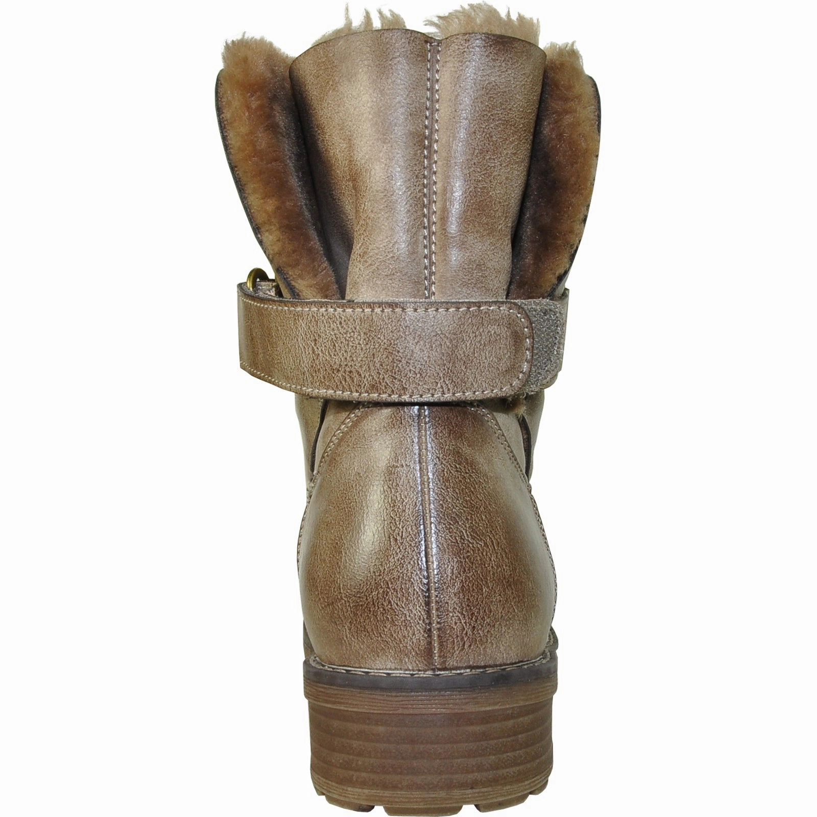 VANGELO Women Water Proof Boot HF9536 Ankle Winter Fur Casual Boot Taupe Brown Leather Dress Ankle Boots