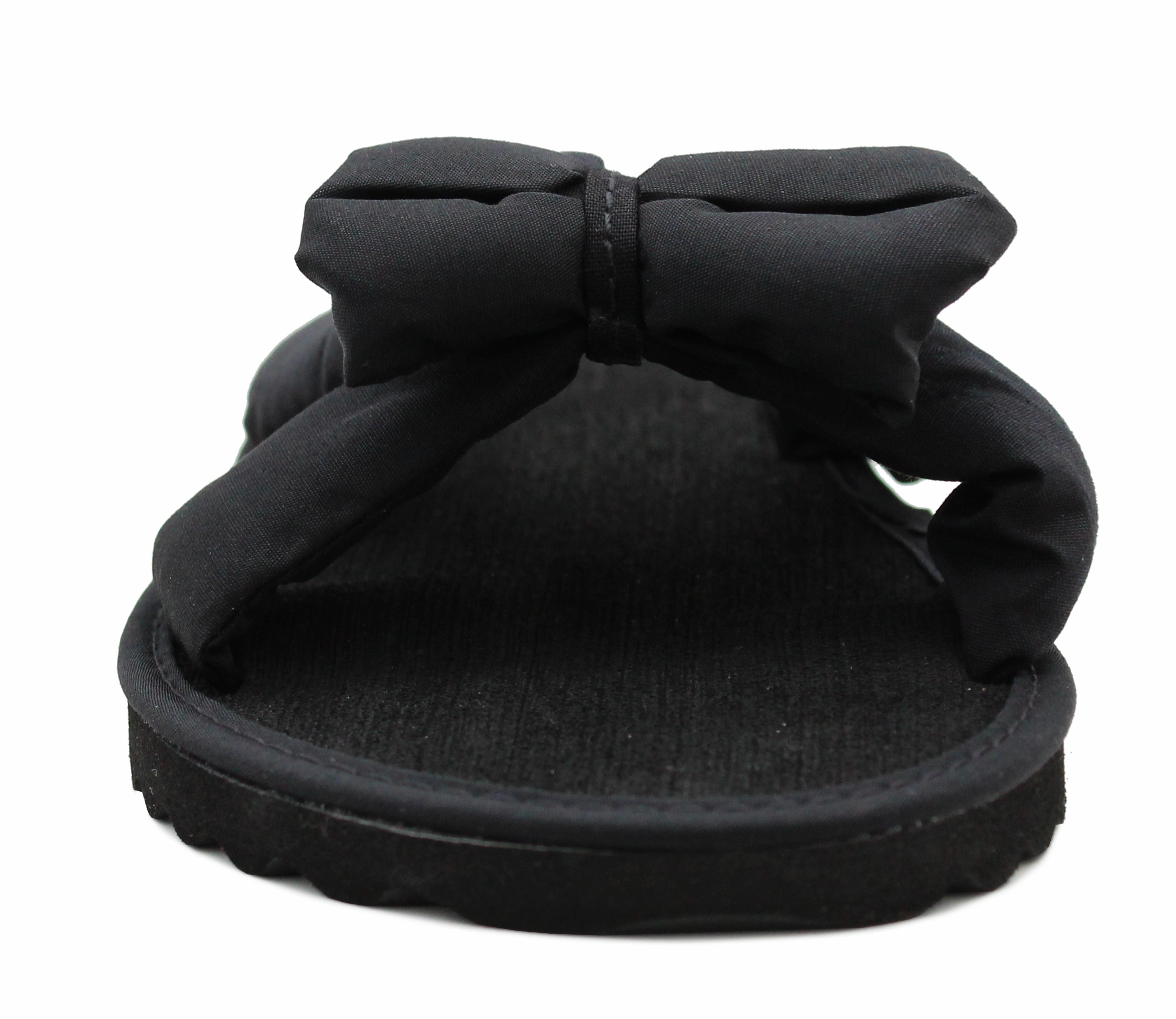 1970's Flip Flops Girls Lightweight Floral Mule Sandals Slip On Sliders Summer Beach Flip Flops Ladies Flat Spa Pool Slides Plain Black