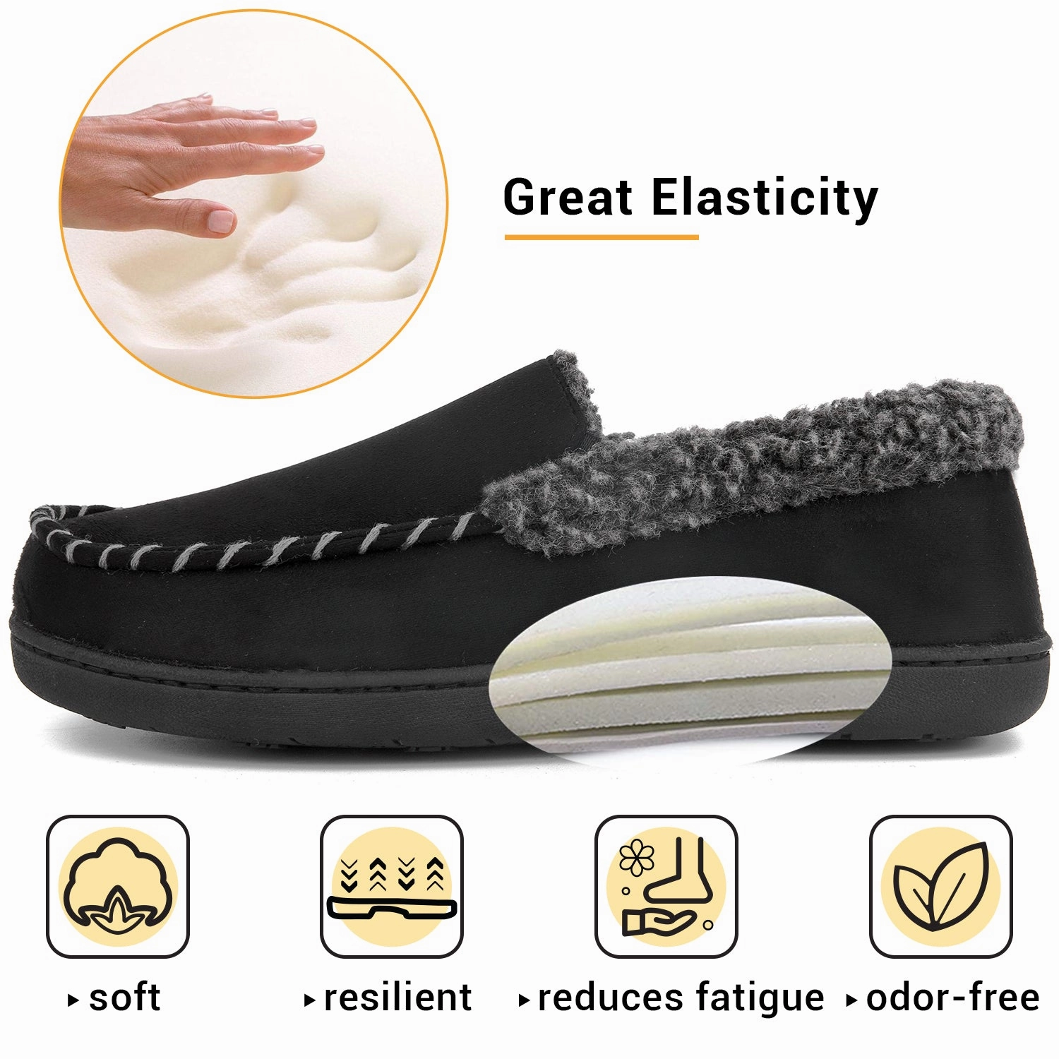 VONMAY Men's Moccasin Slippers Fuzzy House Shoes Fleece Home Memory Foam Indoor Outdoor