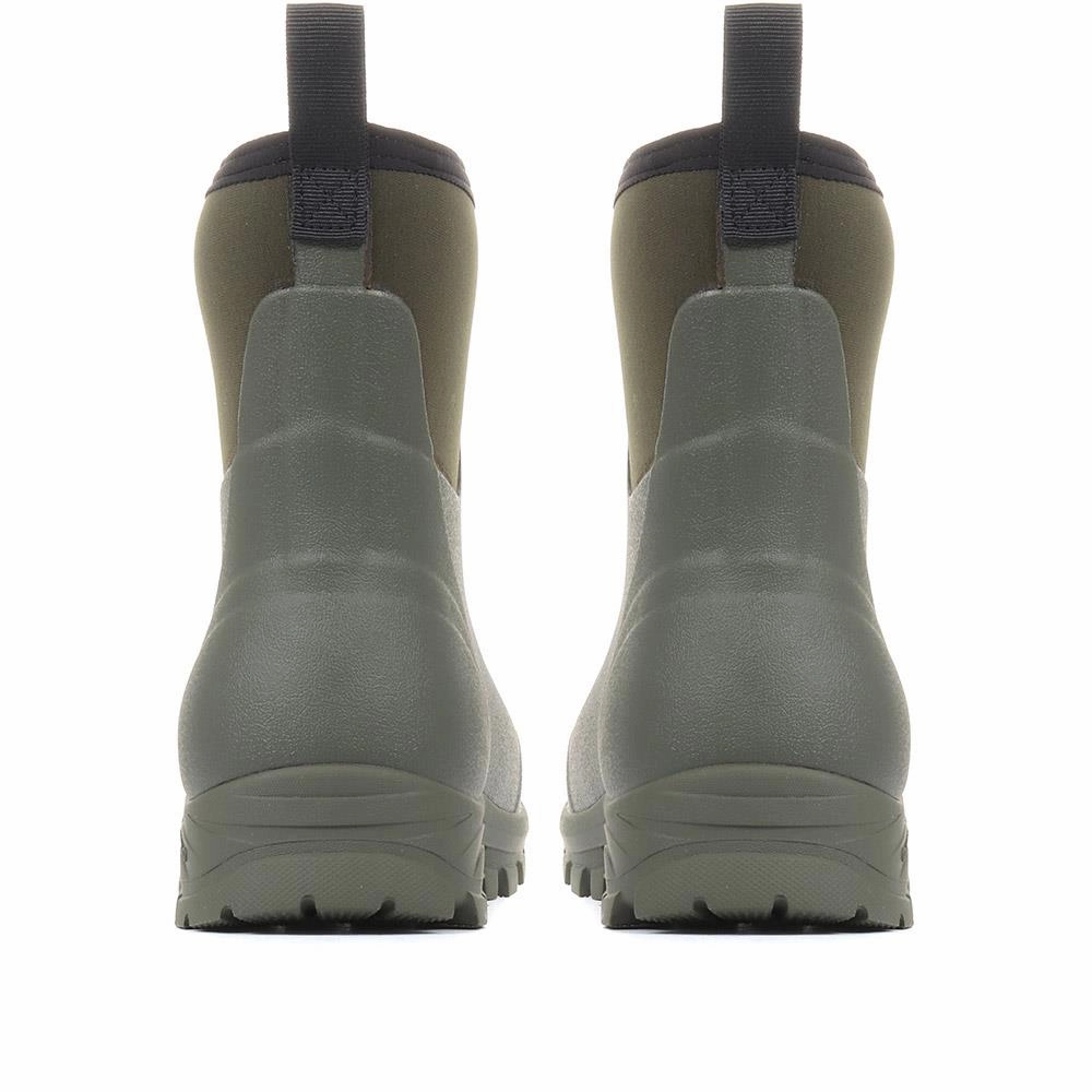 Ankle Wellington Boots - RAI34005 / 321 135 - Green Leather Hiker Ankle Boots