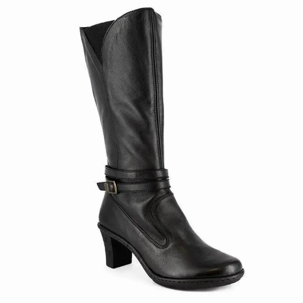 Tsonga Inkumbula Mid-Calf Leather Boot - Black Dressy Winter Boots