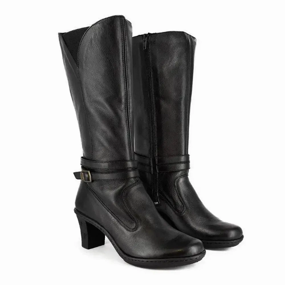 Tsonga Inkumbula Mid-Calf Leather Boot - Black Insulated Slip On Boots