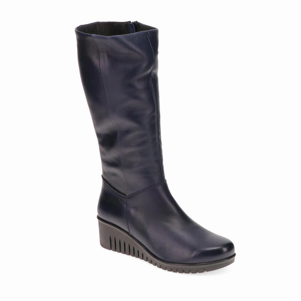 Knit Boots Knee High Leather Knee-High Boots - ESFA32003 / 319 585 - Navy
