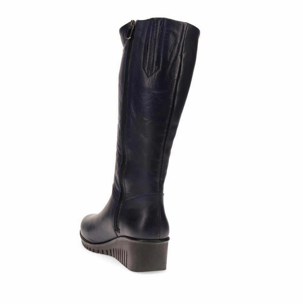 Leather Knee-High Boots - ESFA32003 / 319 585 - Navy Are Knee High Boots In Style 2024