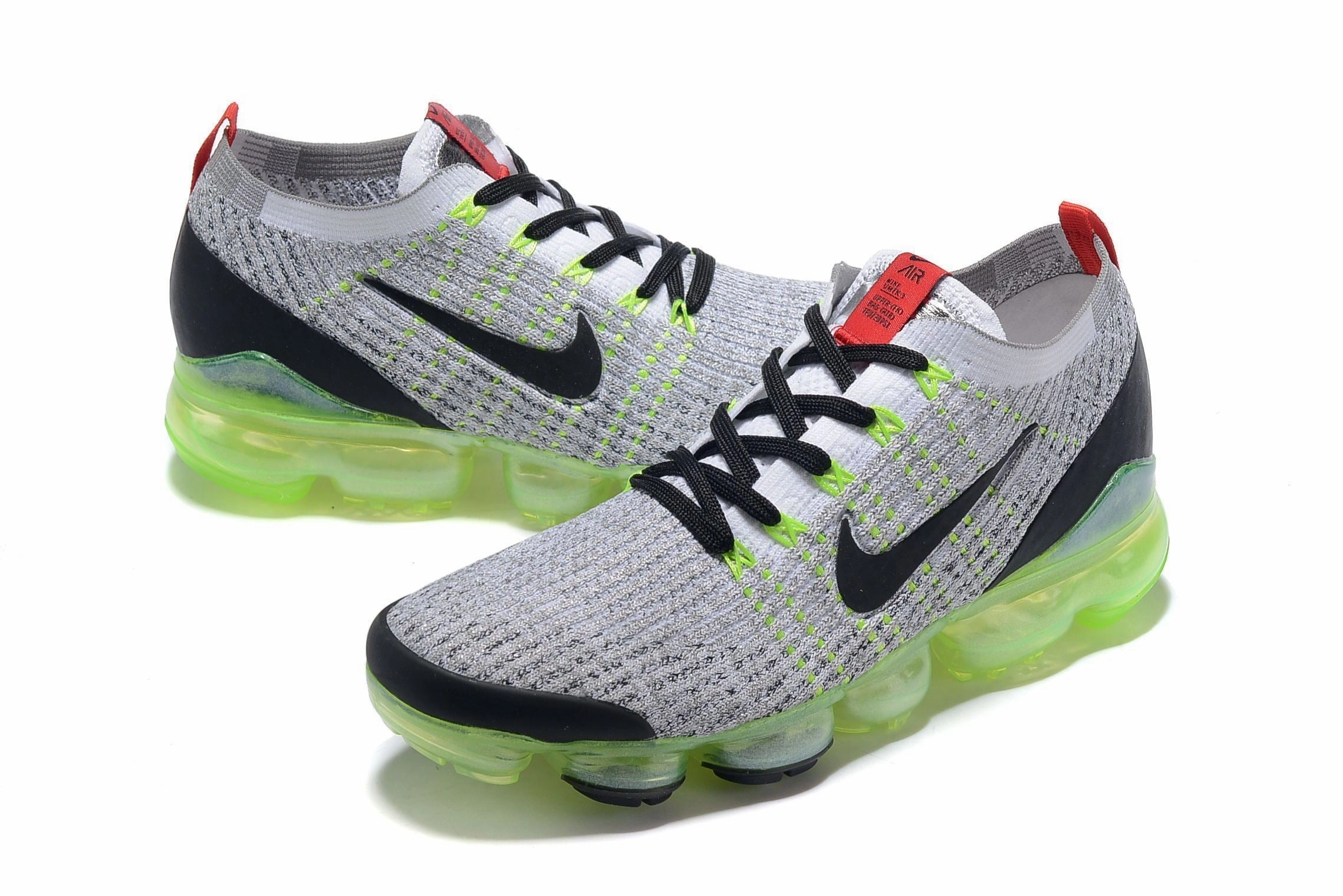 Nike Court Shoes Volleyball Nike Air Vapormax Flyknit 3 &quot;Neon&quot; Grey Black White Shoes Sneakers Men Sale Size US 7, 8, 8.5, 9, 10, 11