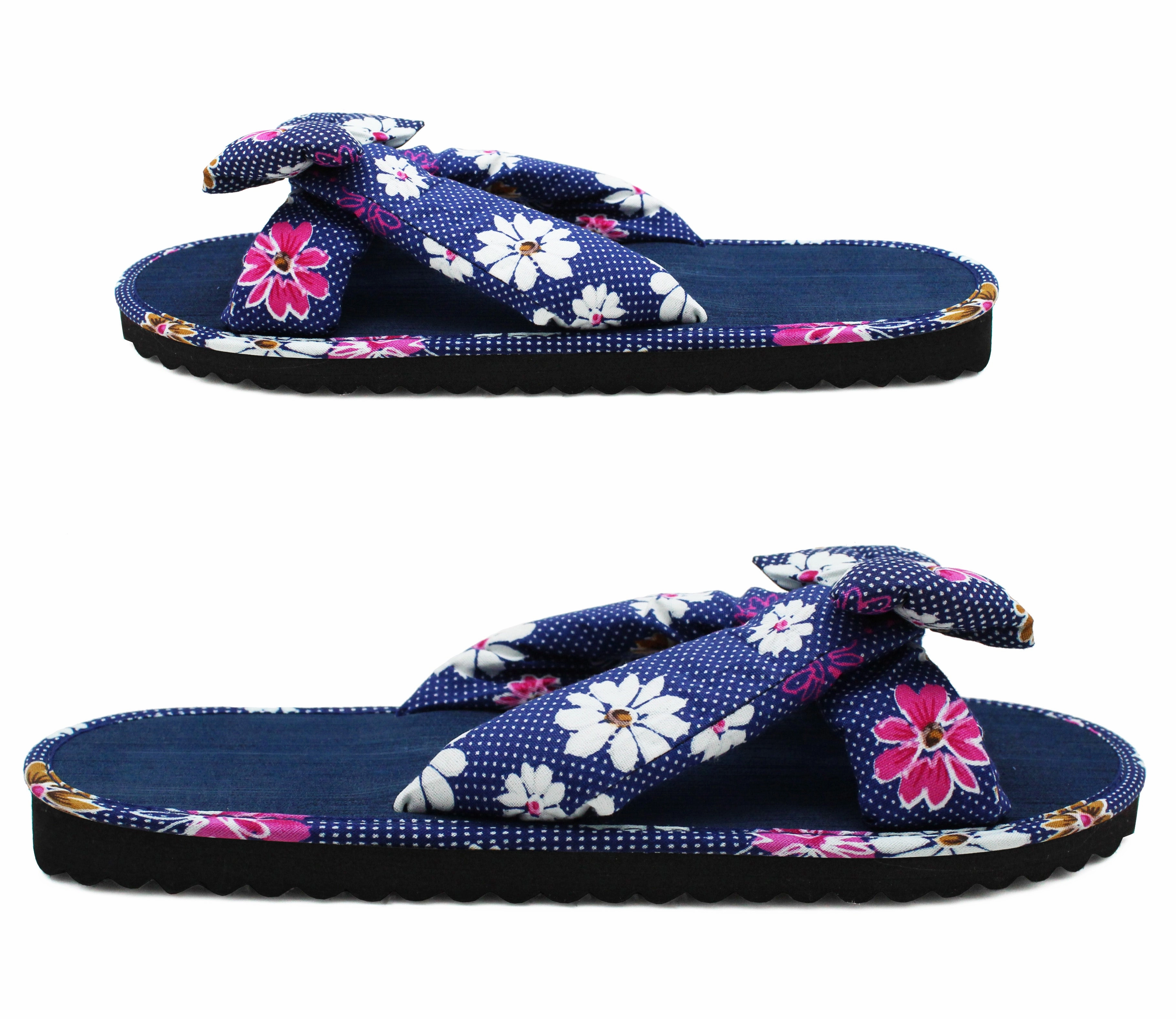 Flip Flops In Airport Girls Lightweight Floral Mule Sandals Slip On Sliders Summer Beach Flip Flops Ladies Flat Spa Pool Slides Navy Floral