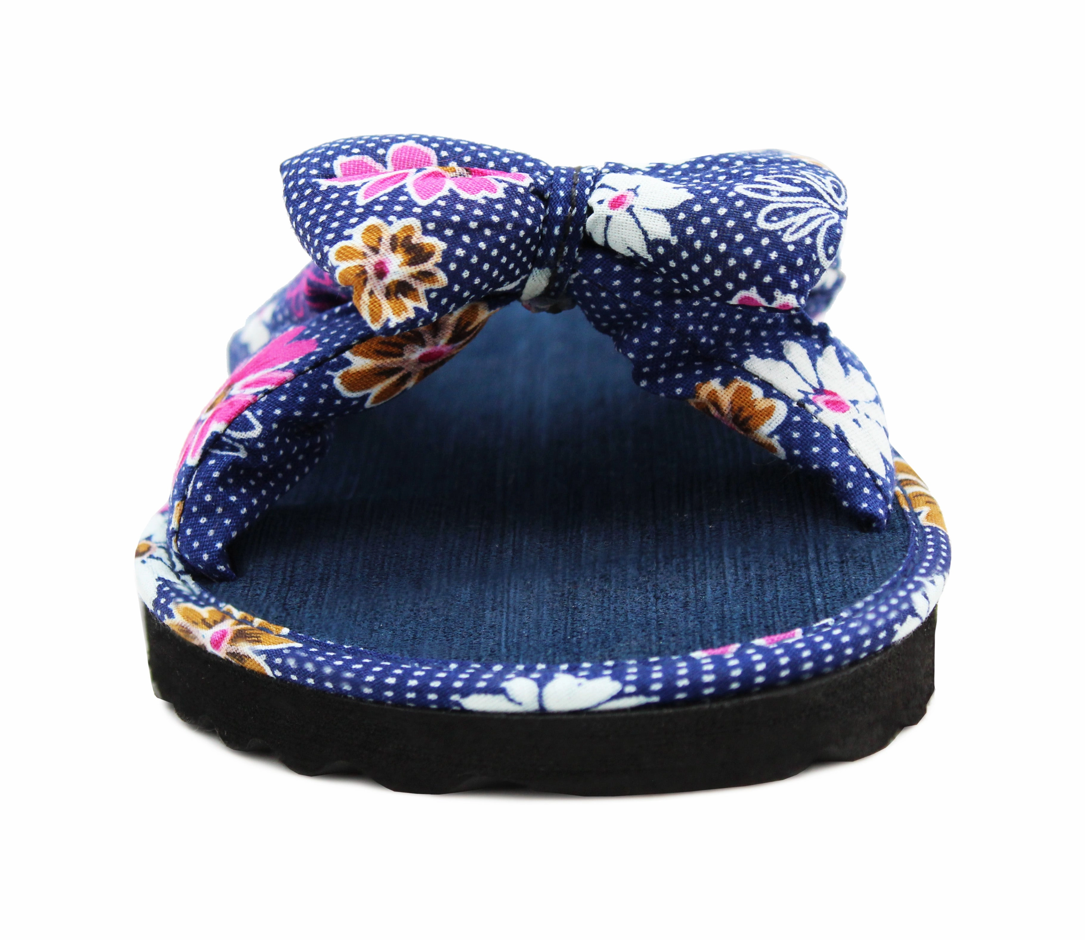 Mature Feet In Flip Flops Girls Lightweight Floral Mule Sandals Slip On Sliders Summer Beach Flip Flops Ladies Flat Spa Pool Slides Navy Floral