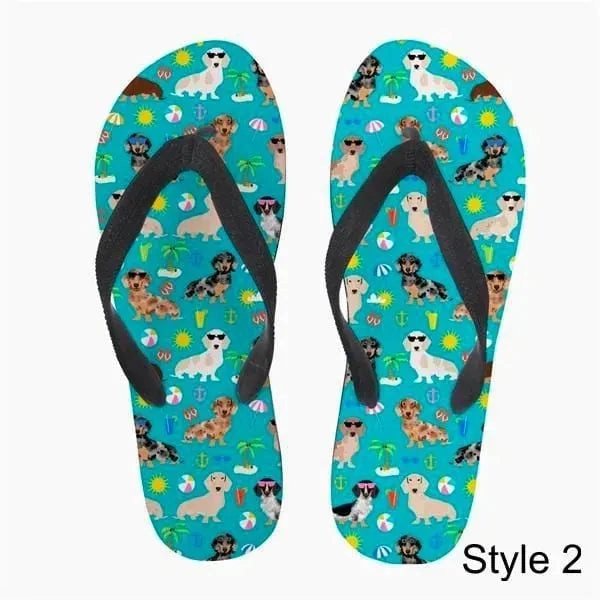 Summer Star Dachshund Flip Flops Sail Flip Flops