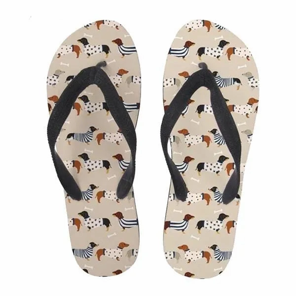 Beach Scene With Flip Flops Summer Star Dachshund Flip Flops