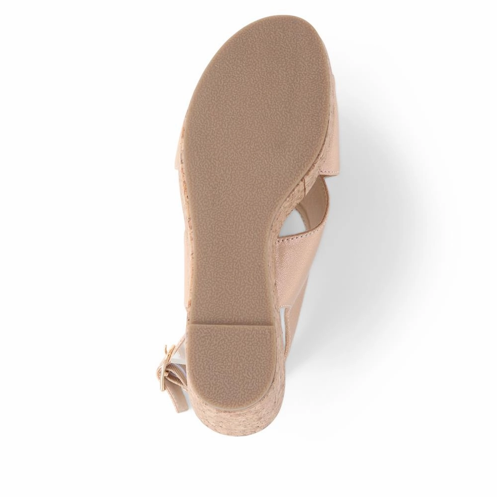 Slingback Wedge Sandals  - BELWBINS39080 / 325 128 - Gold White Sandals