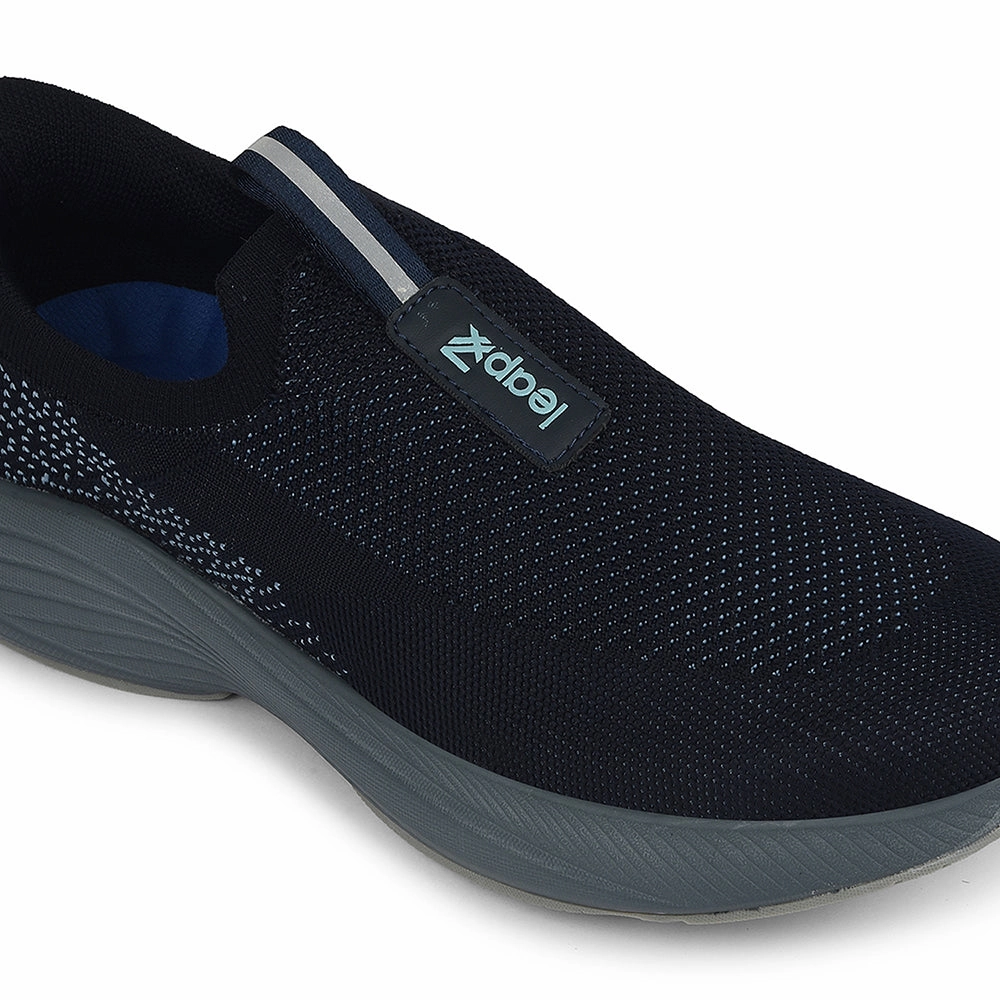 For Walking For Overweight Best Leap7x Navy Blue Sports Non Lacing Walking Shoes For Men EAZYGO-252 By Liberty