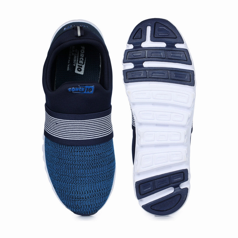 Force 10 Sports Blue Slip-on Walking Shoes For Men FLEXPRO-15 By Liberty Best For Walking Walking