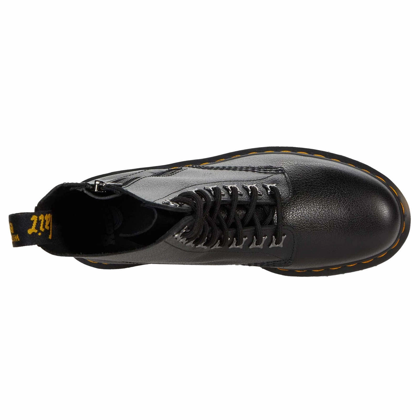 Black Dress Combat Boots Dr. Martens 1460 Pascal Lace & Zip Leather Unisex Ankle Boots