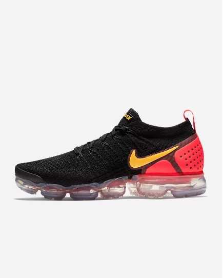 Nike Air Vapormax Flyknit 2 &quot;Laser Orange&quot; Black Shoes Sneakers Men Sale Size US 7, 8, 8.5, 9, 10, 11 Nike Slip On Tennis Shoes