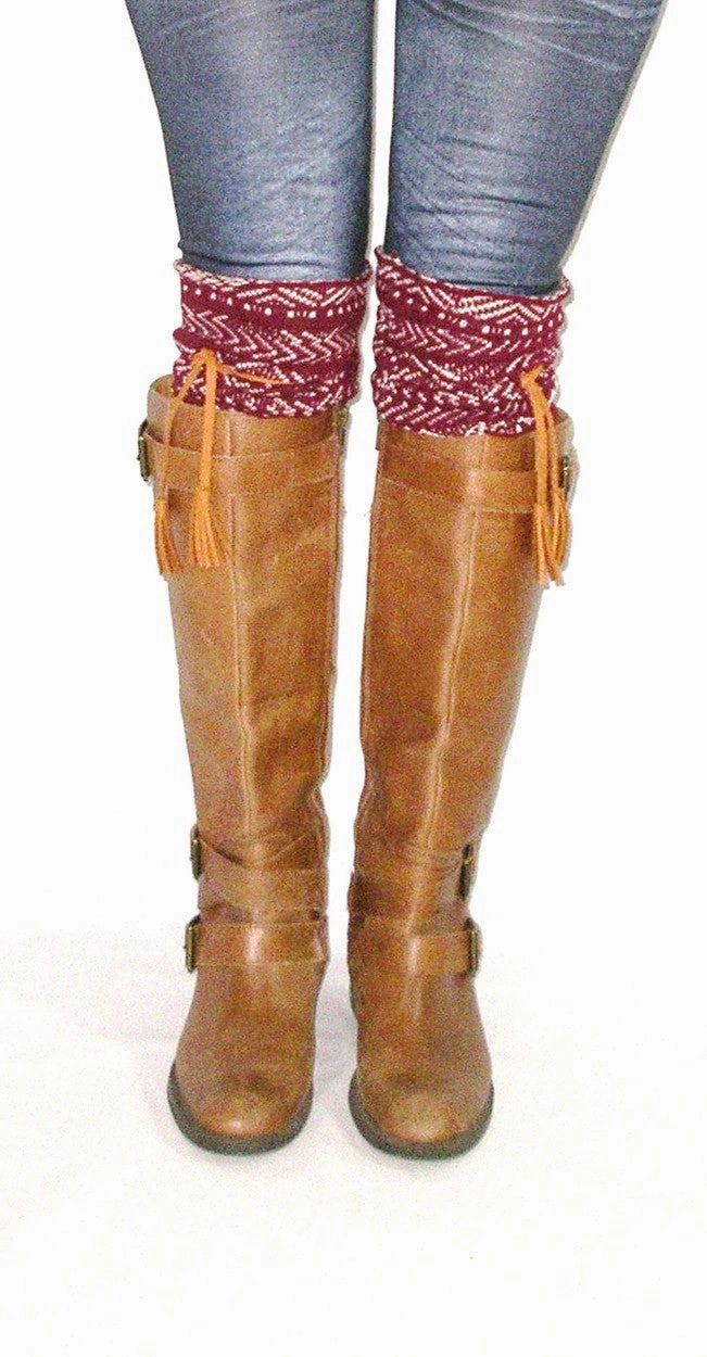 Tahoe Tassel Boho Boot Socks Beige / Burgundy Slouch Top Over The Knee Thick Waffle Knit Camel Vegan Leather Tassles Jil Sander Knee High Boots