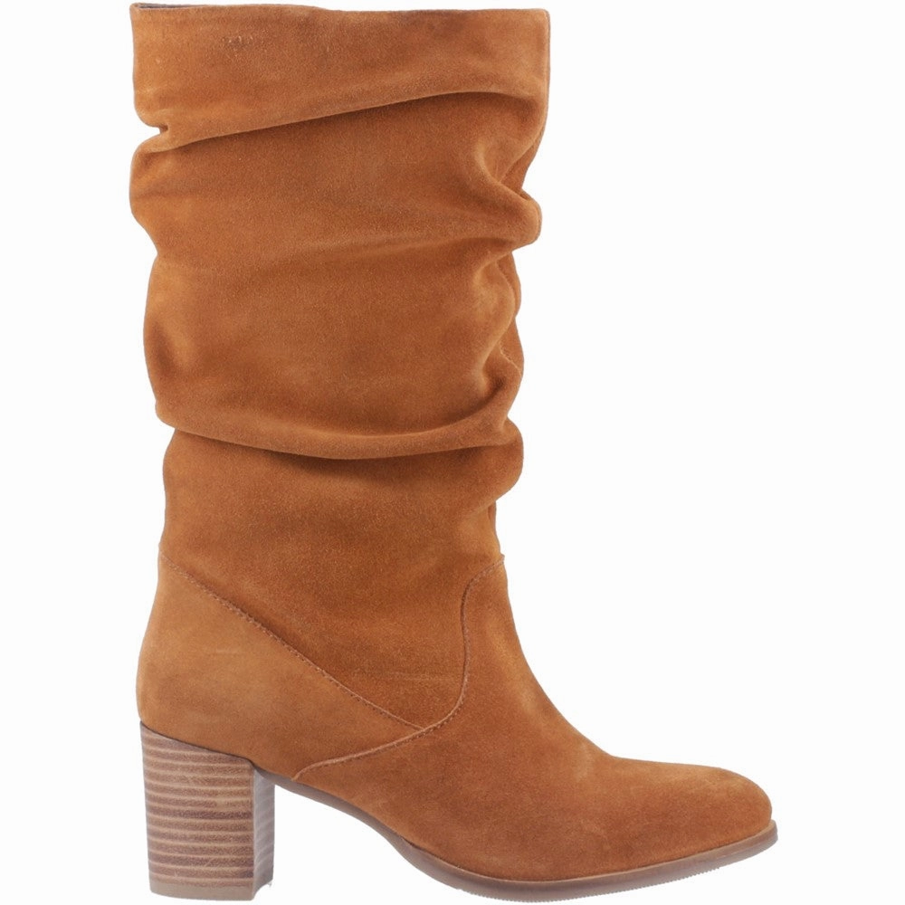 Tan Cosima Ruched Suded Boots Knee High Boot Shapers