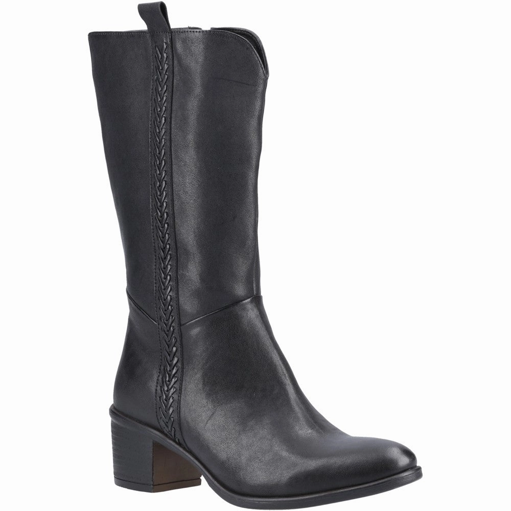 Knee High Boots Fold Over Top Black Whitney Mid Boot