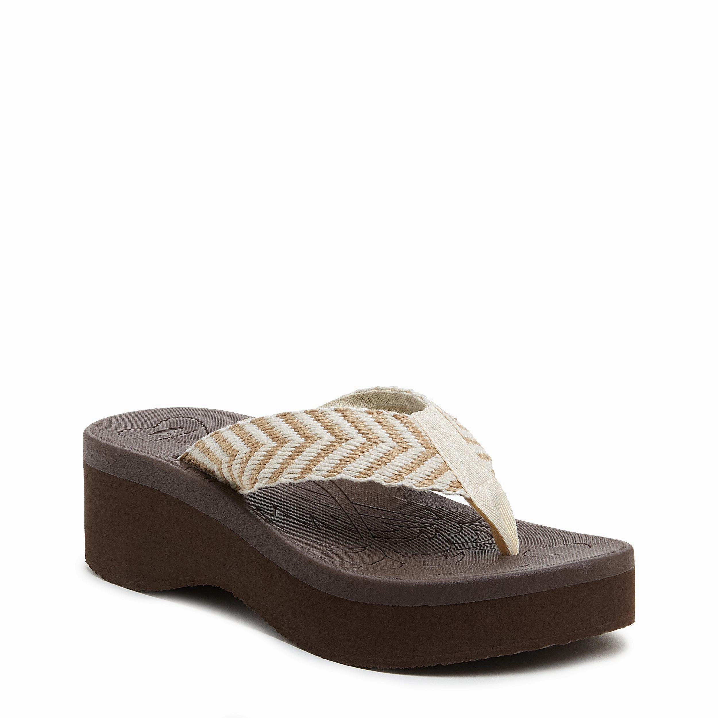Tizzy Natural Platform Flip-Flops Therafit Flip Flops