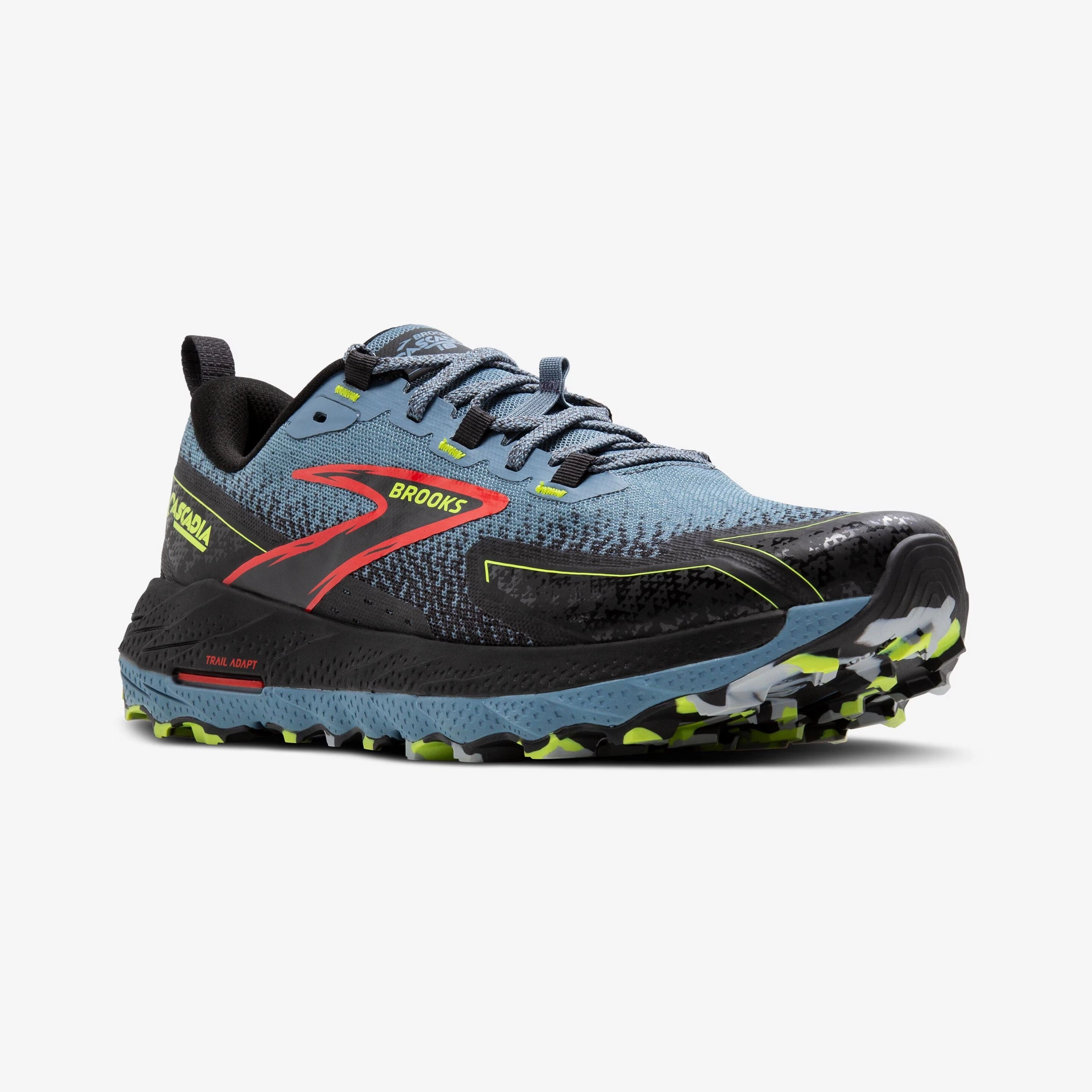 Brooks Cascadia 18 | Citadel / Ebony / Lime | Mens Running Shoes For Trail And Road