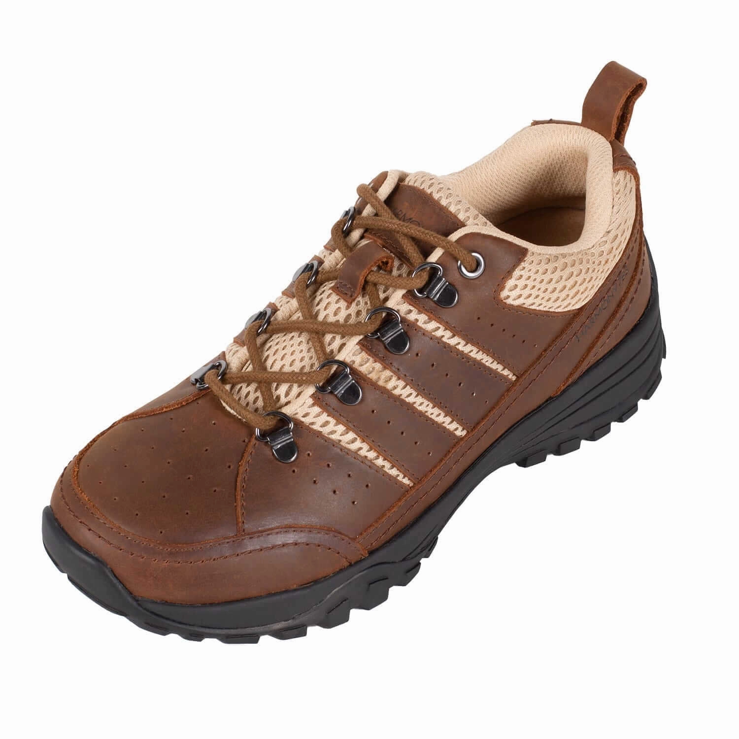 Trail Shoe  Bailey Brown Leather & Crme Mesh Trail Glove Running Shoes